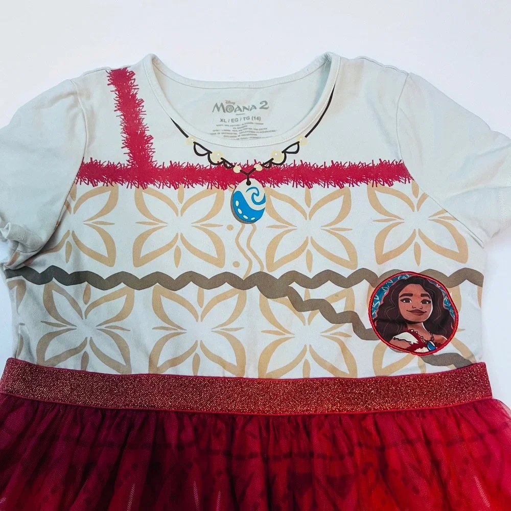 Disney Moana 2 Dress Girls XL (14) Coral Tulle Costume Dress